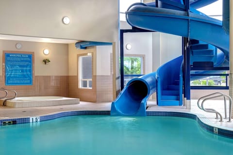 Indoor pool, open 9 AM to 10 PM, sun loungers