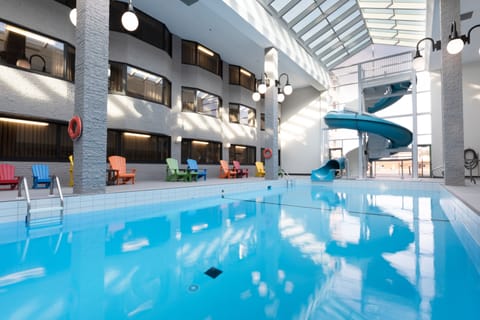 Indoor pool, open 8:00 AM to 9:30 PM, sun loungers