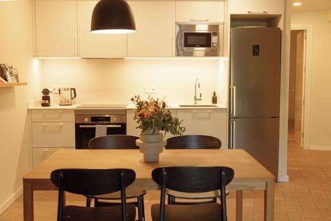 Comfort Apartment, 1 Bedroom, Accessible, Kitchen | Private kitchen | Full-size fridge, microwave, oven, stovetop