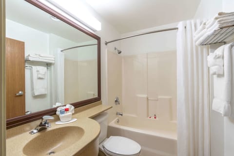 Combined shower/tub, hair dryer, towels