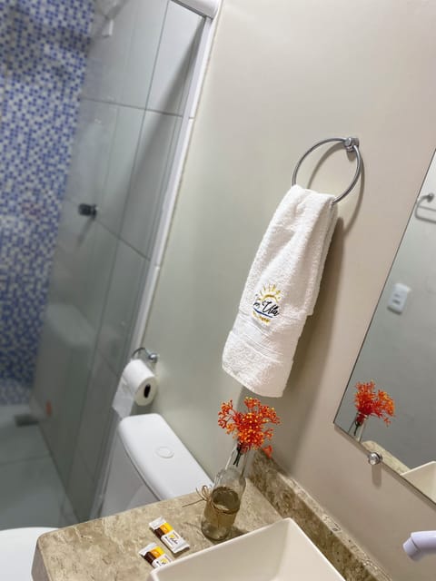 Double Suite | Bathroom | Shower, towels, soap, toilet paper