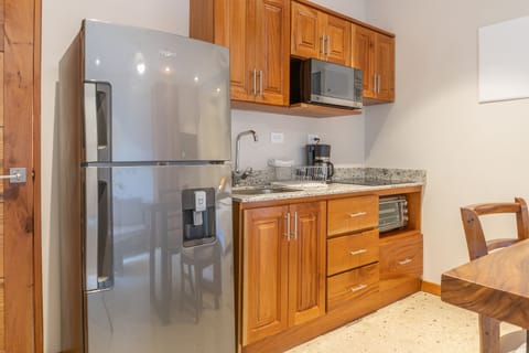 Luxury Studio Suite, 1 Queen Bed | Private kitchen | Full-size fridge, microwave, stovetop, coffee/tea maker