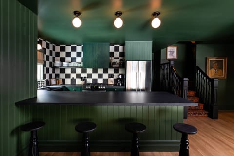 Orville's Lodge | Private kitchen | Full-size fridge, microwave, coffee/tea maker, electric kettle