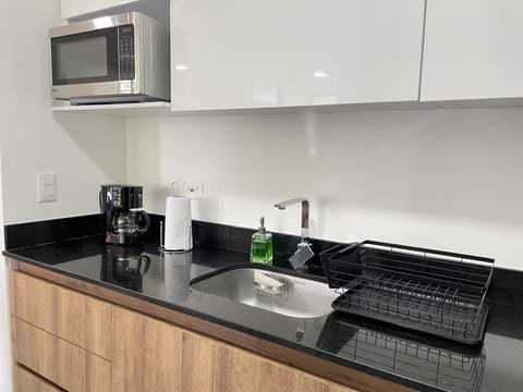 City Apartment | Private kitchen | Full-size fridge, microwave, stovetop, espresso maker