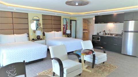 Deluxe Room, 2 Queen Beds, Kitchenette (with Balcony) | Individually decorated, individually furnished, iron/ironing board