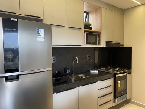 Basic Apartment | Private kitchen | Fridge, microwave, oven, cookware/dishes/utensils