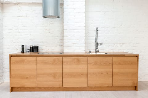 Luxury Apartment | Private kitchen | Fridge, microwave, oven, stovetop