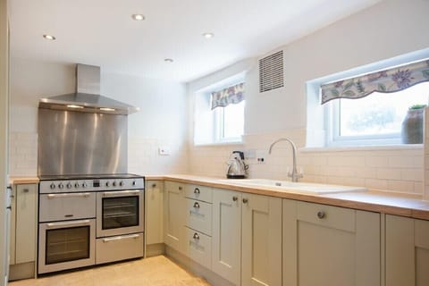 Fridge, dishwasher, cookware/dishes/utensils