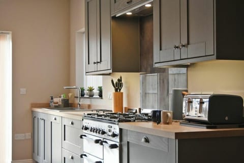 Fridge, dishwasher, cookware/dishes/utensils