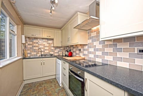 Fridge, dishwasher, cookware/dishes/utensils