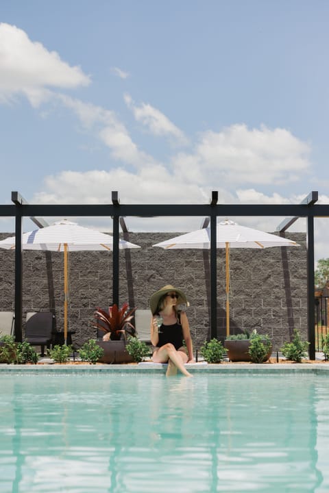 Outdoor pool, sun loungers