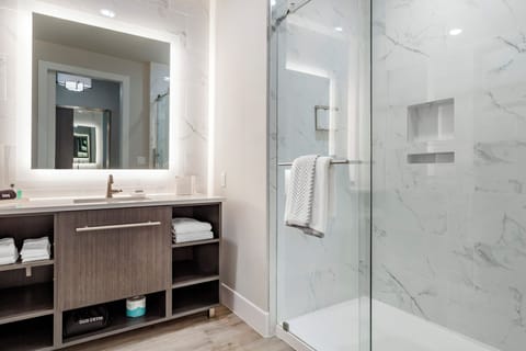 Standard Room, Multiple Beds, Non Smoking | Bathroom | Shower, rainfall showerhead, free toiletries, hair dryer