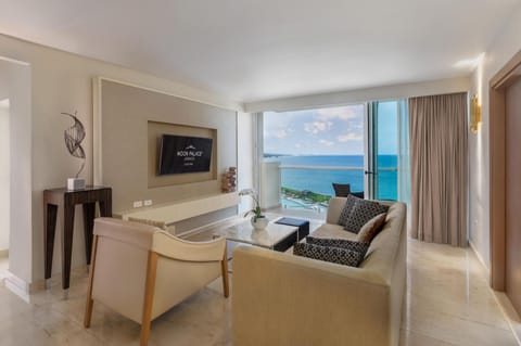 Superior Two Bedroom Presidential Suite Ocean View - Kids & Teens Free | Living area | Smart TV, iPod dock, table tennis