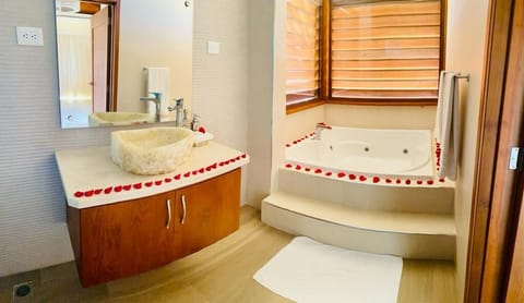 Executive Room | Bathroom | Combined shower/tub, jetted tub, rainfall showerhead, towels