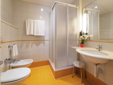 Combined shower/tub, eco-friendly toiletries, hair dryer, bidet