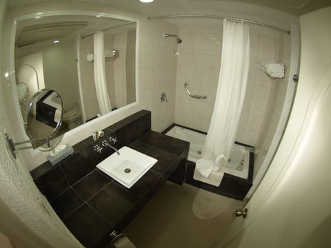 Standard Room, 1 Bedroom, Sea View | Bathroom | Combined shower/tub, hydromassage showerhead, free toiletries