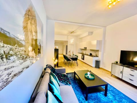 Deluxe Apartment, 2 Bedrooms | Living room | 42-inch Smart TV with digital channels, TV