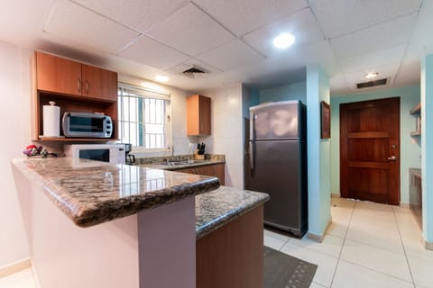 Comfort Apartment | Private kitchen | Full-size fridge, microwave, blender, cookware/dishes/utensils