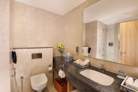 Standard Twin Room | Bathroom | Shower, rainfall showerhead, designer toiletries, hair dryer