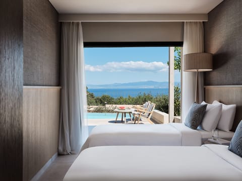 Panoramic Suite 2 Bedroom Sea View Private Pool & Jacuzzi | Premium bedding, down comforters, memory foam beds, in-room safe