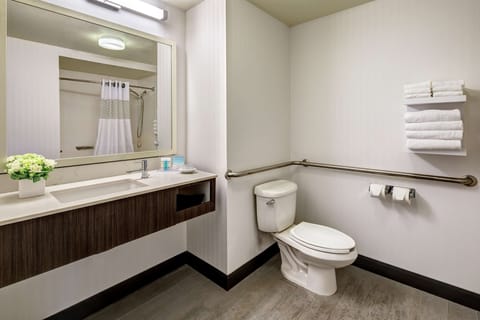 Room, 1 King Bed, Accessible | Bathroom | Combined shower/tub, free toiletries, hair dryer, towels