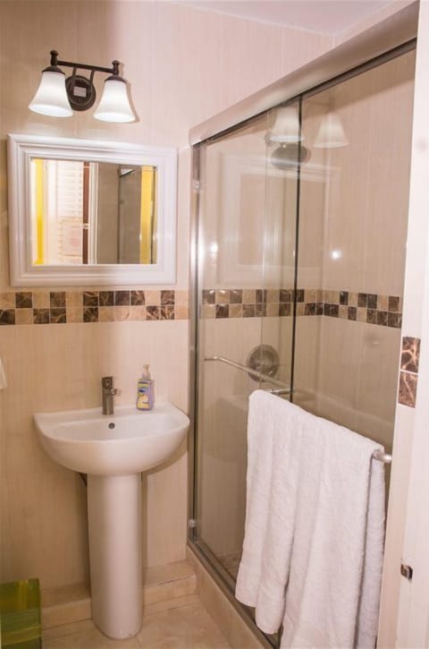 Deluxe Apartment | Bathroom | Shower, hair dryer, towels