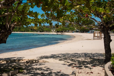 On the beach, white sand