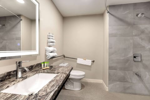 Suite, 1 King Bed, Accessible, Non Smoking | Bathroom | Combined shower/tub, hair dryer, towels