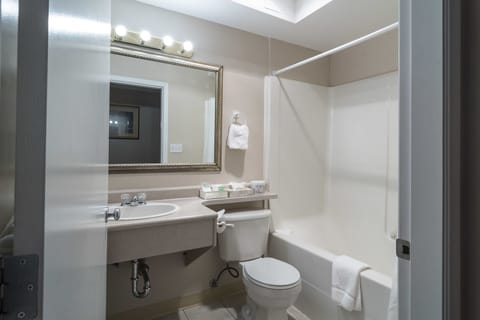 Standard Room, 1 Queen Bed, Ground Floor | Bathroom | Combined shower/tub, free toiletries, hair dryer, towels