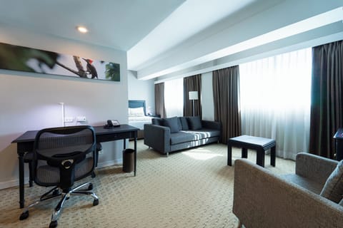 Junior Suite, 1 Queen Bed | Premium bedding, minibar, in-room safe, desk