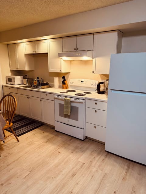 Comfort Apartment | Private kitchen | Full-size fridge, microwave, oven, stovetop