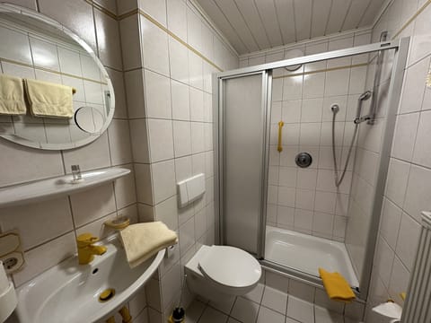 Comfort Single Room | Bathroom | Shower, hair dryer, towels, toilet paper