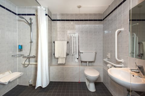 Room, 1 Double Bed, Accessible | Bathroom | Shower, free toiletries, hair dryer, towels