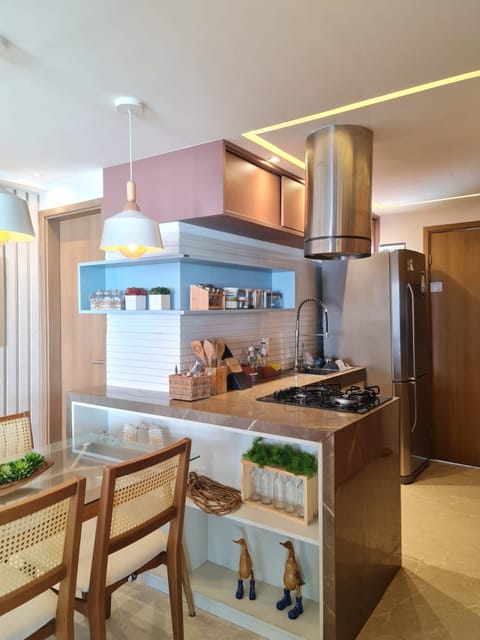 Deluxe Apartment | Private kitchen | Full-size fridge, microwave, blender, griddle