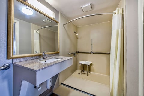 Standard Room, 1 King Bed, Accessible, Non Smoking | Bathroom | Combined shower/tub, towels, soap, toilet paper