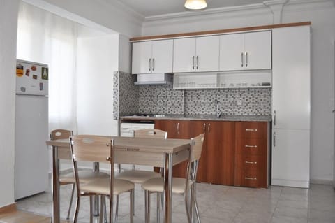 City Apartment | Private kitchen | Full-size fridge, stovetop, cookware/dishes/utensils, cleaning supplies