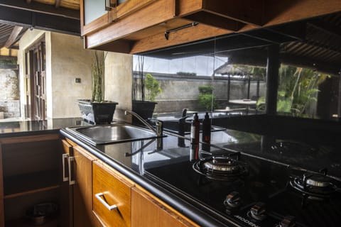 Villa, Private Pool | Private kitchen | Fridge, stovetop, coffee/tea maker, highchair