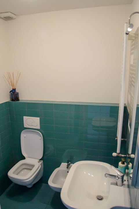 Bathtub, hair dryer, bidet, towels