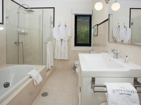 Premium Double Room, 1 Bedroom, Non Smoking, River View | Bathroom | Shower, rainfall showerhead, hair dryer, bathrobes