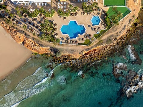 Indoor pool, outdoor pool, sun loungers