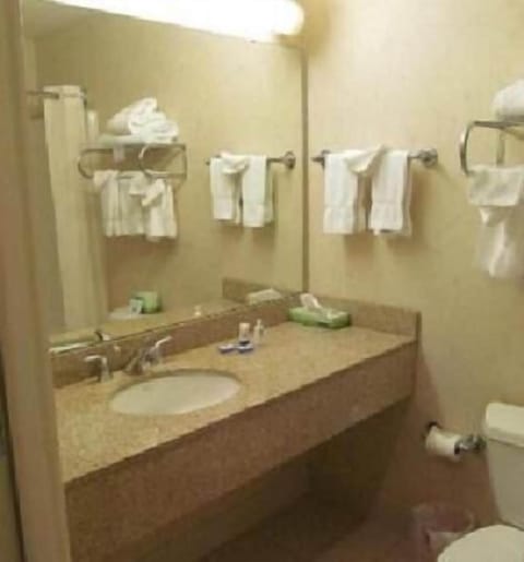 Combined shower/tub, hair dryer, towels