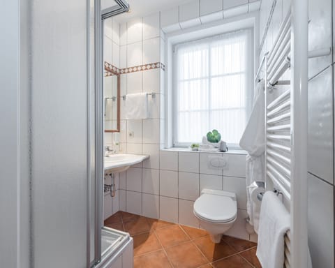 Double Room | Bathroom | Shower, hair dryer, towels