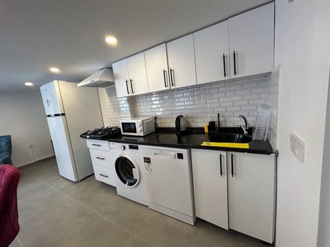 Luxury Apartment | Private kitchen | Fridge, microwave, oven, stovetop