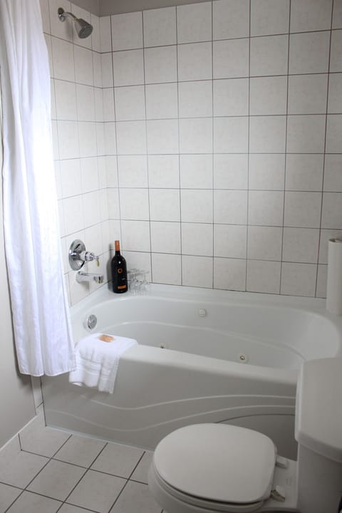 Separate tub and shower, free toiletries, hair dryer, towels