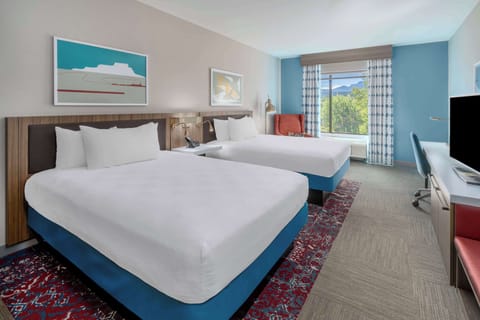 Room, 2 Queen Beds | Desk, laptop workspace, blackout drapes, iron/ironing board