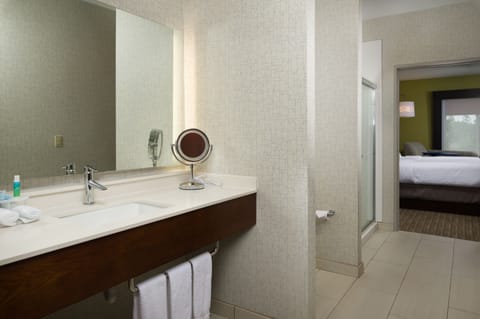 Suite, 1 King Bed with Sofa bed | Bathroom | Combined shower/tub, hair dryer, towels