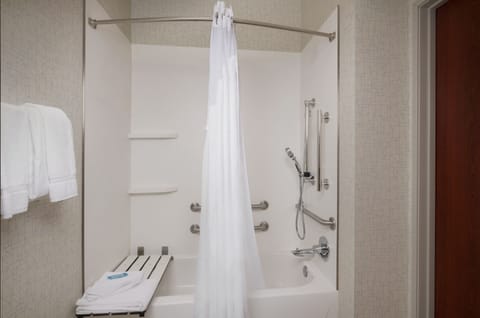 Standard Room, 2 Queen Beds, Accessible (Communication, Mobility) | Bathroom | Combined shower/tub, hair dryer, towels