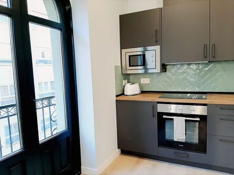 Deluxe Apartment | Private kitchen | Full-size fridge, microwave, stovetop, dishwasher