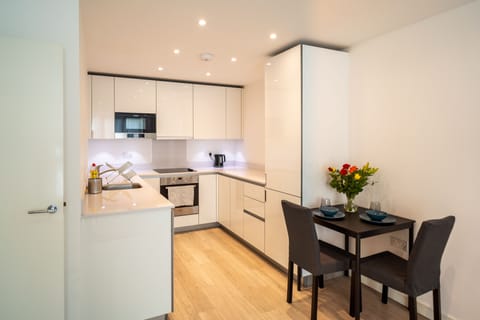 Apartment | Private kitchen | Fridge, microwave, oven, stovetop