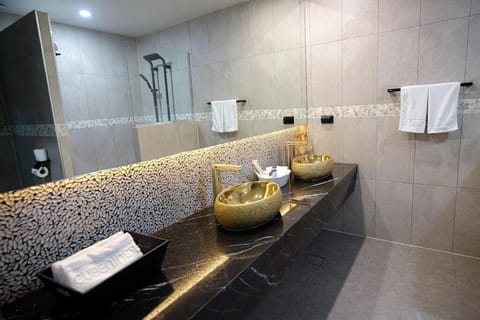 Deluxe Double or Twin Room | Bathroom | Shower, hydromassage showerhead, hair dryer, slippers